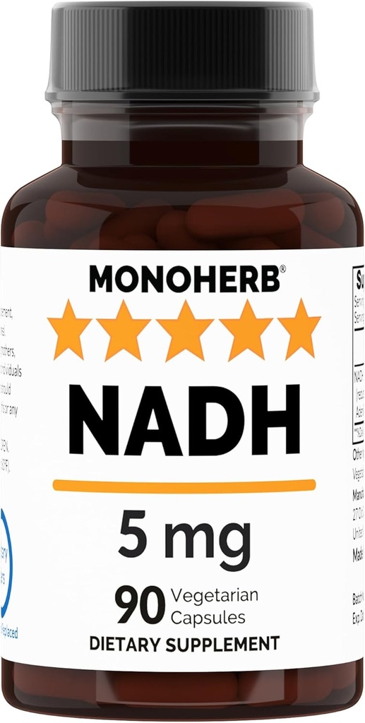 MONOHERB NADH 5 mg 90 Vegetariske kapsler - Reduceret Nicotinamid Adenine Dinucleotid supplement