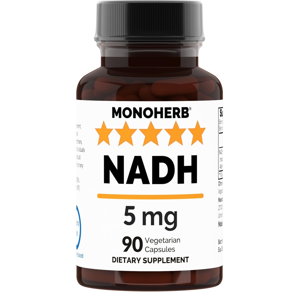MONOHERB NADH 5 mg 90 Vegetariske kapsler - Reduceret Nicotinamid Adenine Dinucleotid supplement
