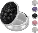 Bling Cute Small Pill Box, Rhinestone Pill Case for Kvinder Piger Fish Olies Vitaminer Medicine, Metal Portable Pill Case Organizer for Purse, Pocket, Rejser (Bling Black)