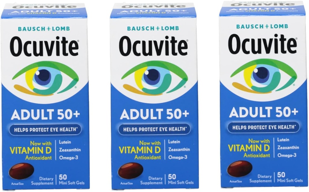 Ocuvite (Pack of 3) Eye Vitamin Adult 50+ Formula, 150 Soft Gels Total