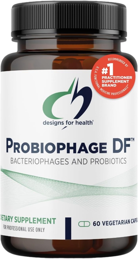 Design for Health Probiophage DF - Bakteriophage Prebiotic + Probiotic Supplement - Probiotika til fordøjelse + immunforsvar - Dairy Free Pre and Pro Biotics in Delayed Release Capsules (60 Tæl)