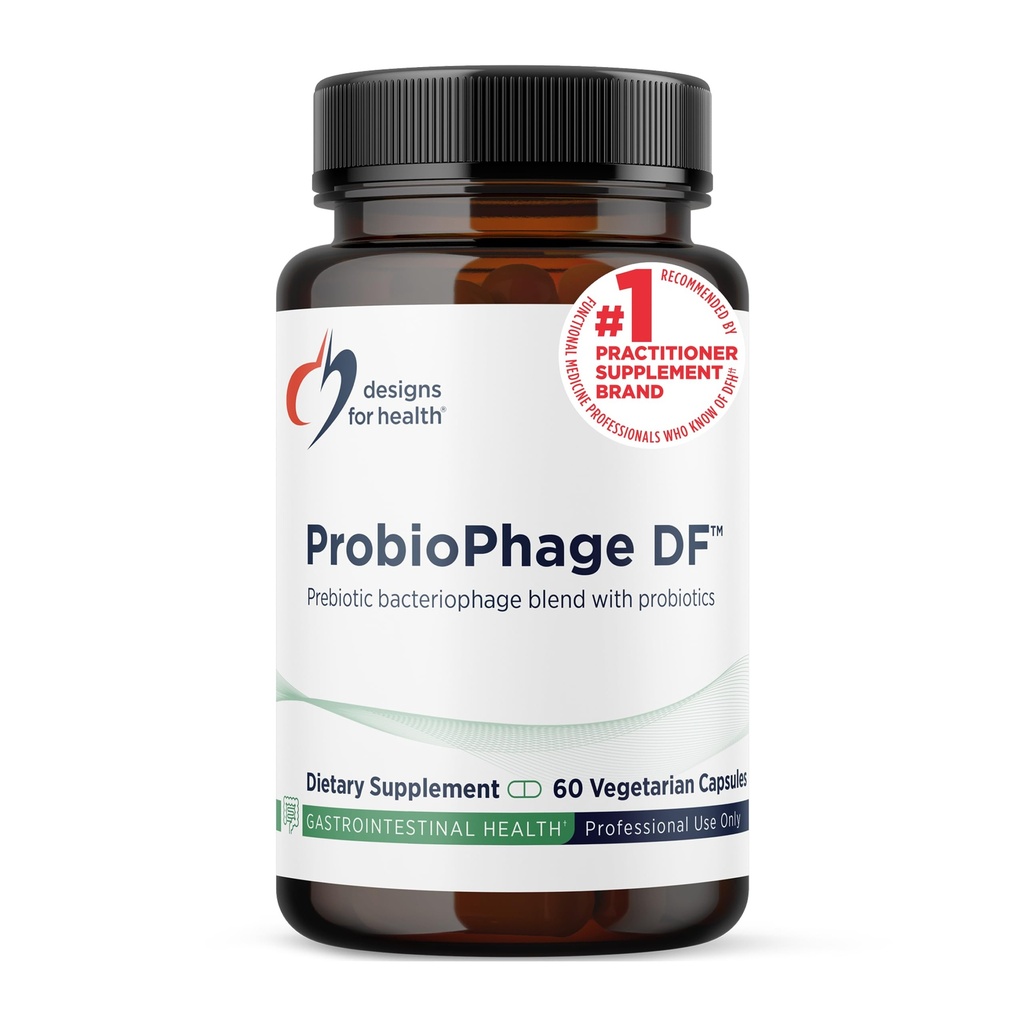 Design for Health Probiophage DF - Bakteriophage Prebiotic + Probiotic Supplement - Probiotika til fordøjelse + immunforsvar - Dairy Free Pre and Pro Biotics in Delayed Release Capsules (60 Tæl)
