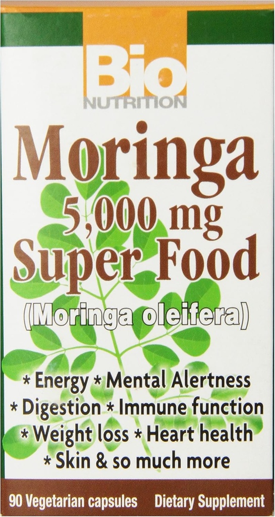 Bio Nutrition Moringa Oleifera Superfood Supplement 5000mg 90 Vegetariske Kapsler 124; Nutrient Dense
