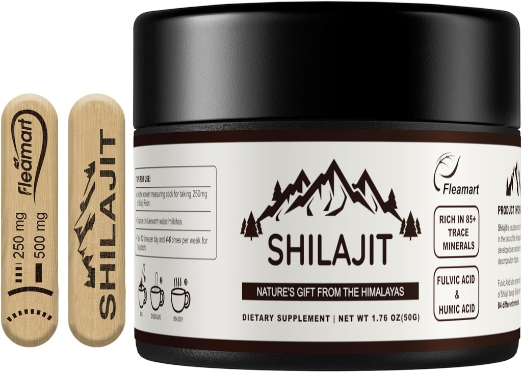 Shilajit Pure Himalayan med Fulvic Acid & 85 + Trace Minerals Shilajit for Mænd & Kvinder Golden Grade A Shilajit Resin Supplement med en lille bitter smag for energi & immunitet - 50 Bedste