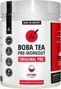 Boba Tea Pre- Workout Pulver • 124; Lychee Flavor • 124; 125- 250mg Koffein • 124; L- Citrullin, Beta Alanine, Alpha- GPC • 124; Real Ingredients • 124; Premium Pre Workout • Pulver til mænd og kvinder • 124; 20- 40 Servering