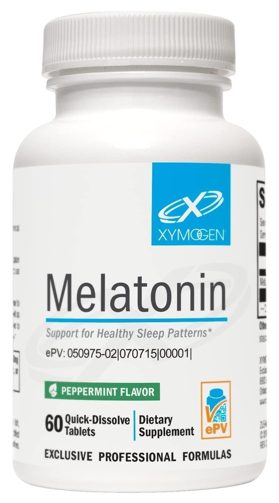 XYMOGEN Melatonin - 3 mg Melatonin Supplement - Sleep Pattern & Circadian Rhythm Support - Quick-Dissolve Tablet - Vegan & Gluten-Free - Peppermint Flavor - 60 Tablets