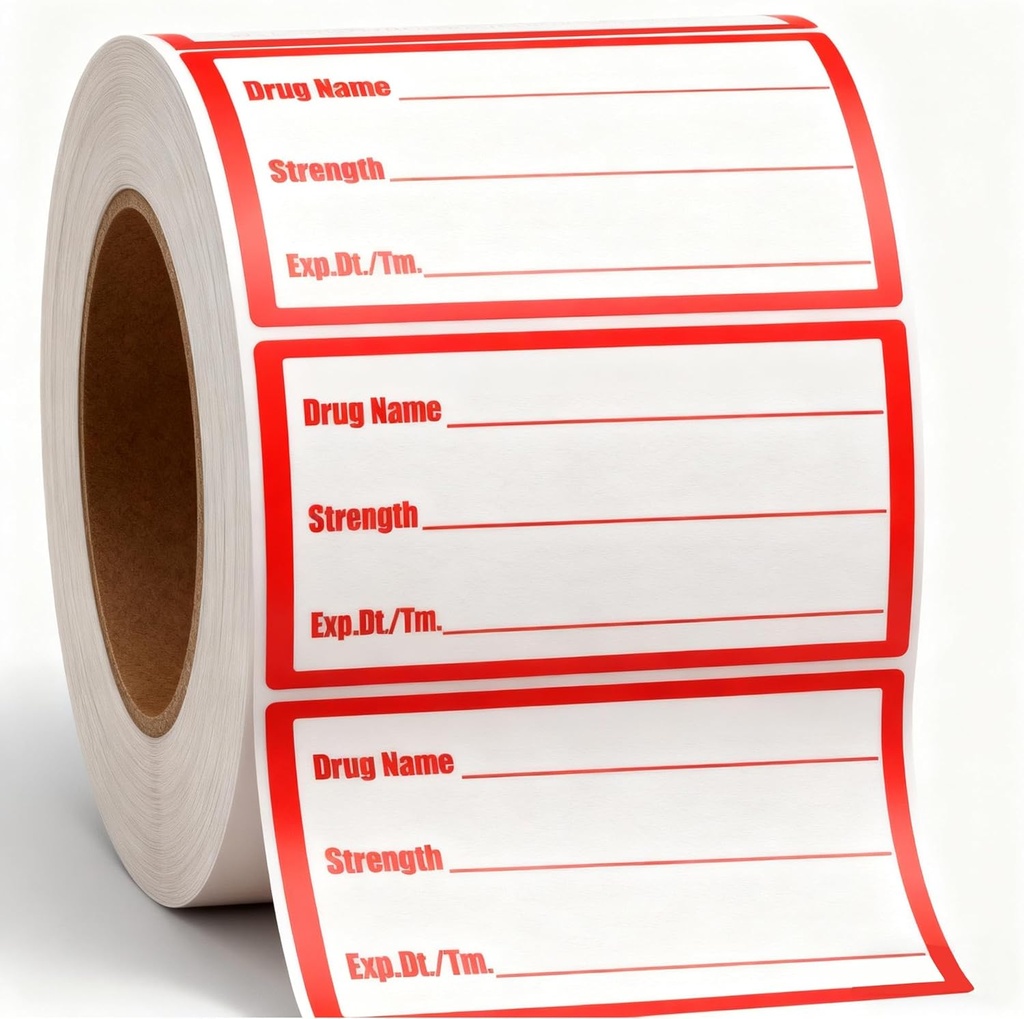 500Pcs Drug Name Label Stickers Medication Strength Stickers 1x2 Inch- Veterinary Instruction Labels Reminder Labels