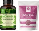 Organic Moringa Capsules 120 Kapsler 1000mg og Rose Petal Powder 227g