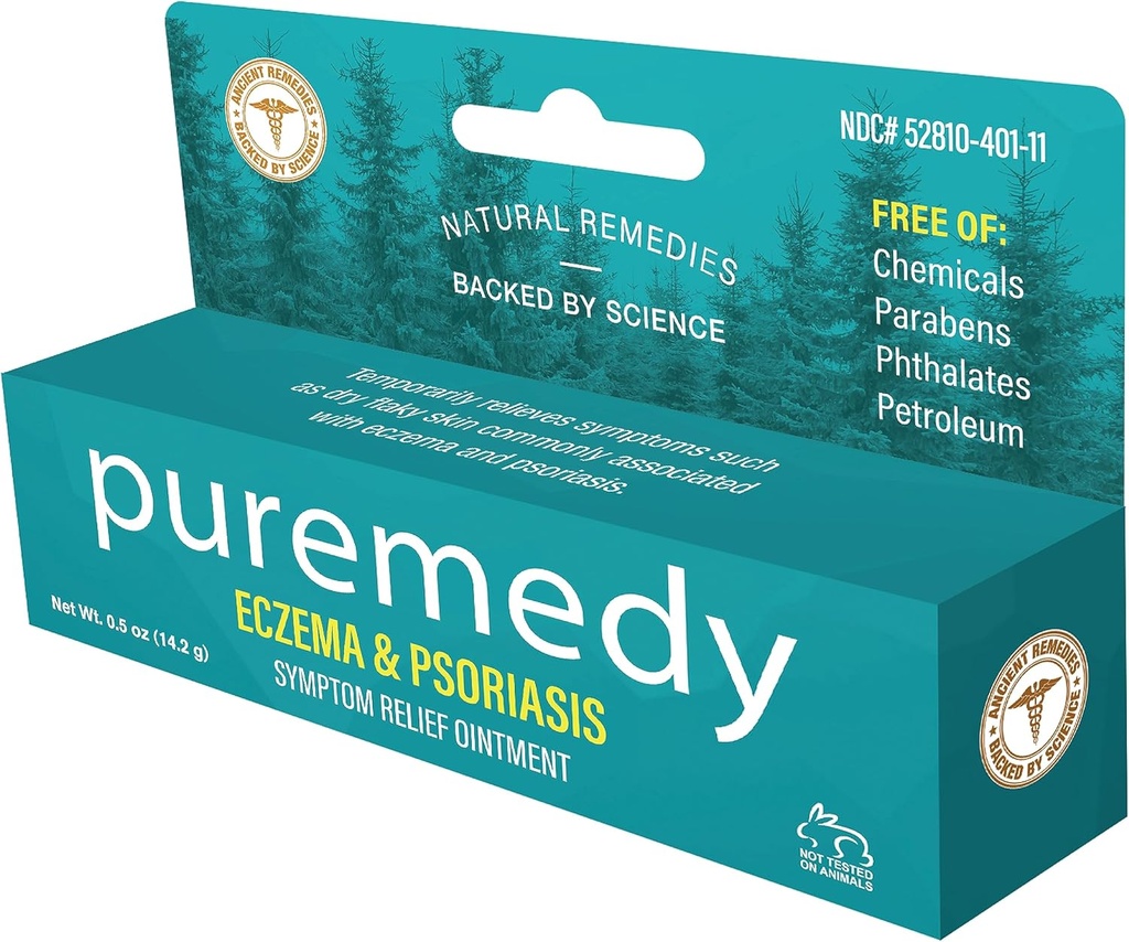 Puremedy Eksem & Psoriasis Relief Salve Homøopatisk Alle naturlige Salve lindrer og lindrer symptomer på tør Itchy Flaky Scratchy eller Weepy Skin - 0,5 oz