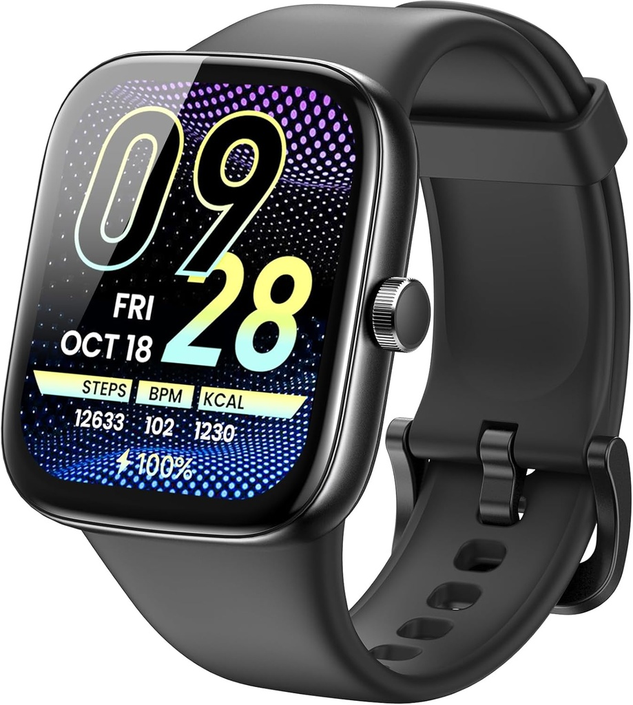 TOZO AMOLED S7 Smart Watch Bluetooth Call 1.85 Tommer Ultra HD Screen, Dynamiske Dials Beskeder Push 100 + Sports Modes, Detect Human Health Sleep Monitor med høj batterilevetid, Touch Function