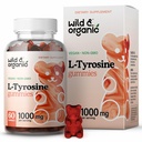 Wild & Organic L Tyrosine 1000mg Gummies - Brain Support Supplement for Focus and Mood - Vegan Focus Gummies w / L-Tyrosine Powder - 60 non-GMO tygger