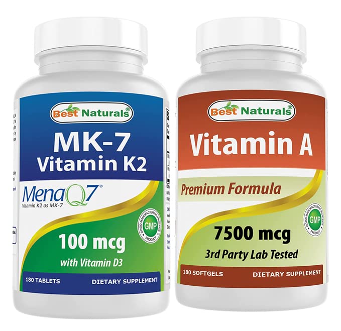 Bedste Naturals Vitamin K2 (MK7) med D3 & Vitamin A 25000 IE