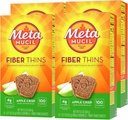 Metamucil, Fiber Thins, Daily Psyllium Husk Fiber Supplement, Understøtter fordøjelsessygdomme og tilfredsstiller sult, Apple Crisp Flavor, 48 Total Servering (4 pakker af 12)