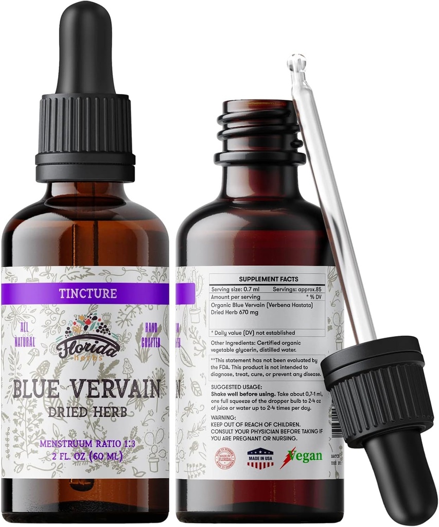 Blå Jernurt Organic Extract - Økologisk Blå Jernurt - Natural Jernurt supplement til mænd og kvinder - Made in USA - 2 oz