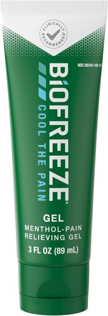 Biofreeze Smerte Relief Gel, Gigt Smerte Reliver, Knee & Lavere Rygsmerter Relief, Sore Muskel Relief, Neck Pain Relief, Pharmacist Anbefalet, FSA Støtteberettiget, 3 FL OZ Biofreeze Menthol Gel