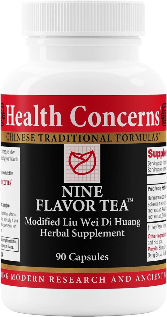 Sundhed Bekymringer Nine Flavor Tea - immunforsvar, Nyre Support & Lymporial Health - Kinesisk Herbal supplement til oral sundhed, nat sweats, Blurred Vision - 90 Kapsler