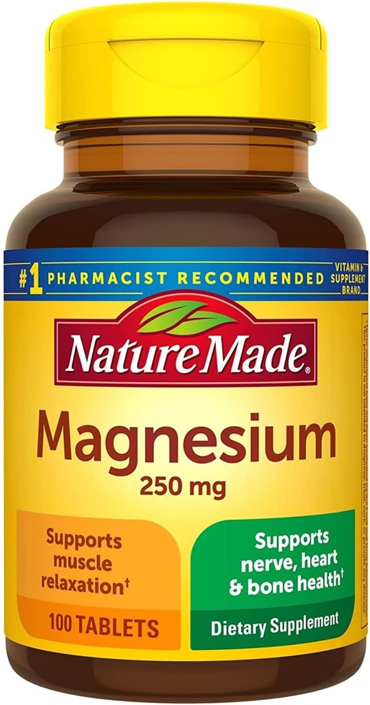 NATUR MADE Magnesium, 250 mg, tabletter, 100 ct