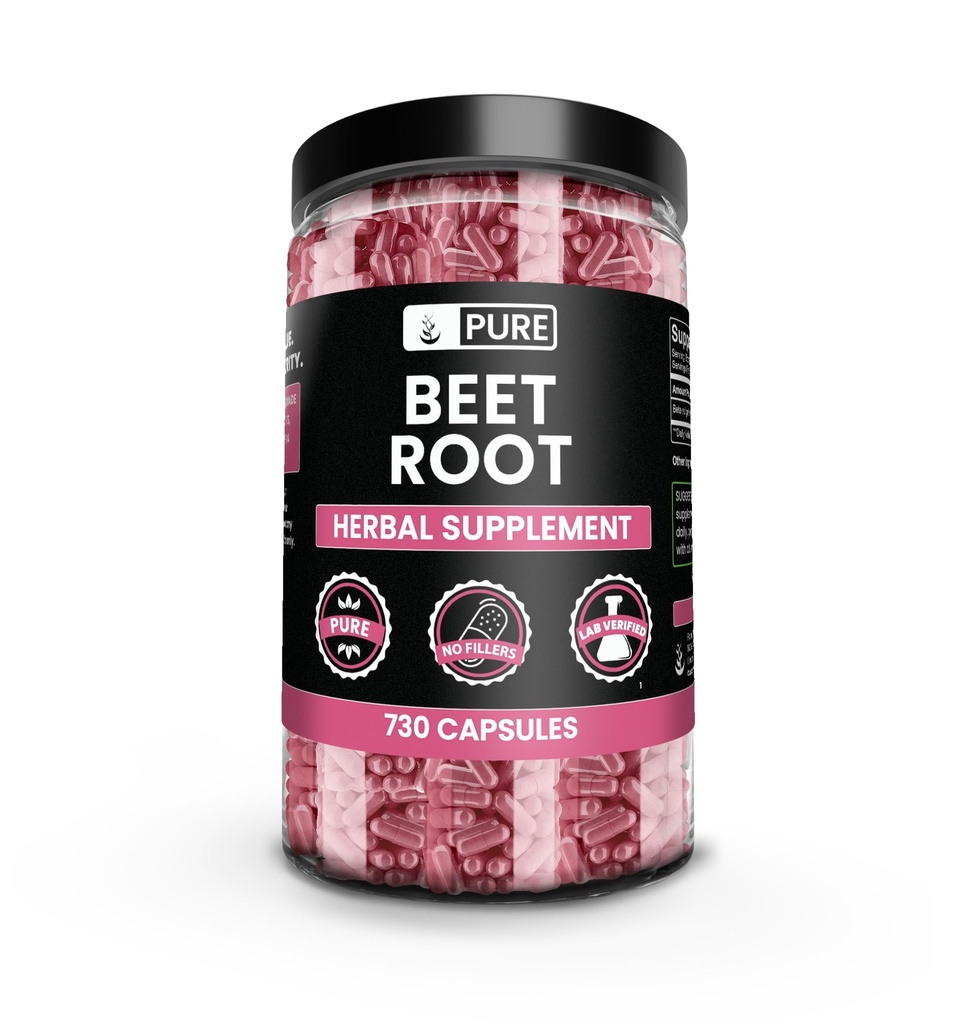 PURE ORIGINATIONELLE INGREDIENSER Beet Root (730 kapsler) Ingen Magnesium eller ris Fyldere, Altid ren, Lab Verified