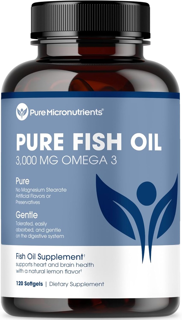 Rene mikronæringsstoffer - Omega 3 Fish Oil Supplement, EPA / DHA fedtsyrer, Burpless Fish Oil Kosttilskud med Lemon - hjerte, øje, hjerne & immunforsvar - 90 Softgels