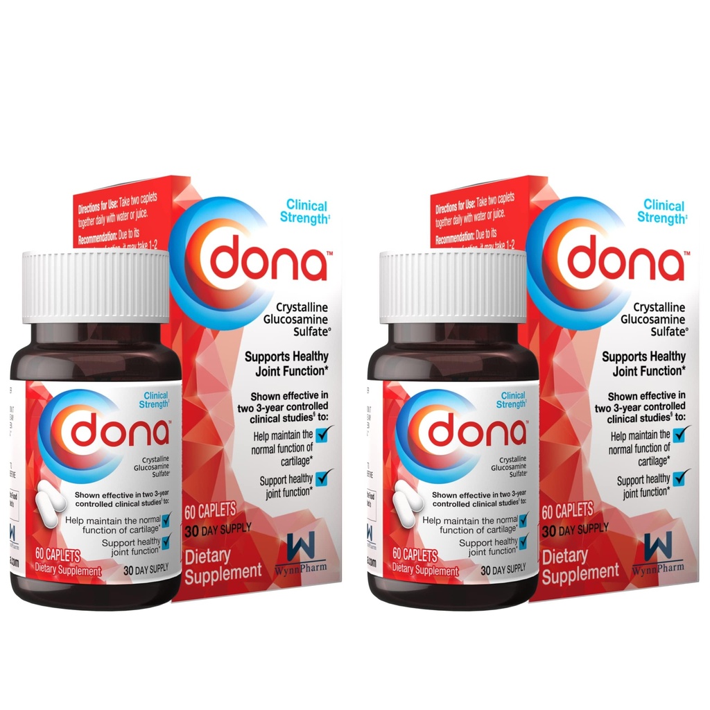 Dona Krystallinsk Glucosamine Sulfate, 750 Mg, fælles tillæg piller til Knee Comfort & fælles sundhedsstøtte, 750 Mg, 60 Greve (2 Pack).