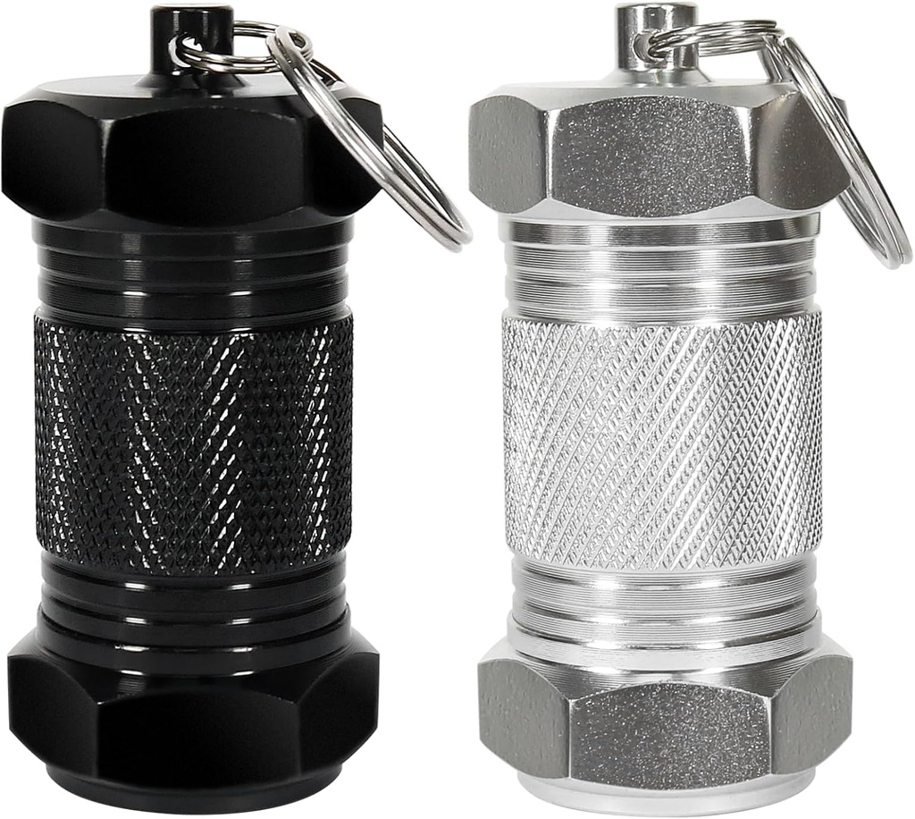 Shintop 2PCS Høj kapacitet Aluminium Container Keychain Vandtæt Pill Container