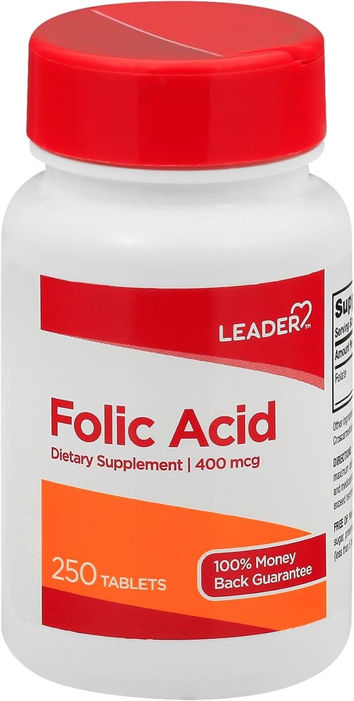 Leader Folinsyre 400MCG tabletter 250 Ct. Essentiel for cellevækst og udvikling