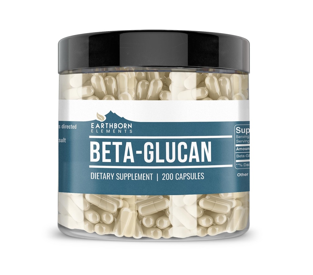 Earthborn Elements Beta glucan, 200 kapsler, Pure & Ufortyndet, Ingen tilsætningsstoffer