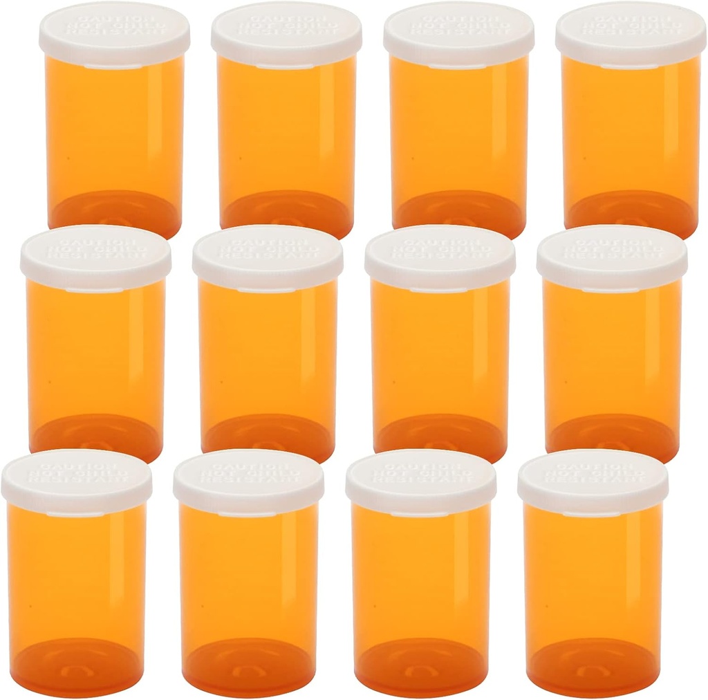 Tomme plastic pill flasker med nem åben snap Caps (ikke barn resistent), receptpligtig medicin hætteglas, klare beholdere, PillCases Dispenser Arrangører (20 Dram, 12pcs)