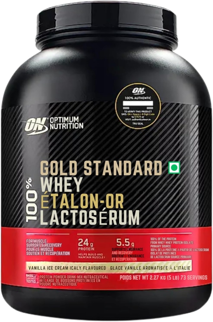 Optimum Nutrition Gold Standard 100% Whey Protein Vanilla Ice Cream, 80 Servere