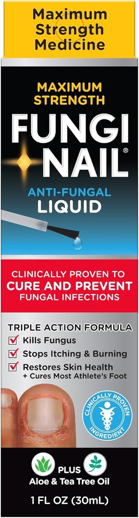 Fungi- Nail Anti- Fungal Liquid Solution, Kills Fungus, der kan føre til Nail & Atlete 's Foot med Tolnaftate & Klinisk proven til Cure og forhindre Fungal Infektioner 1 Fl Oz (pakke med 1)