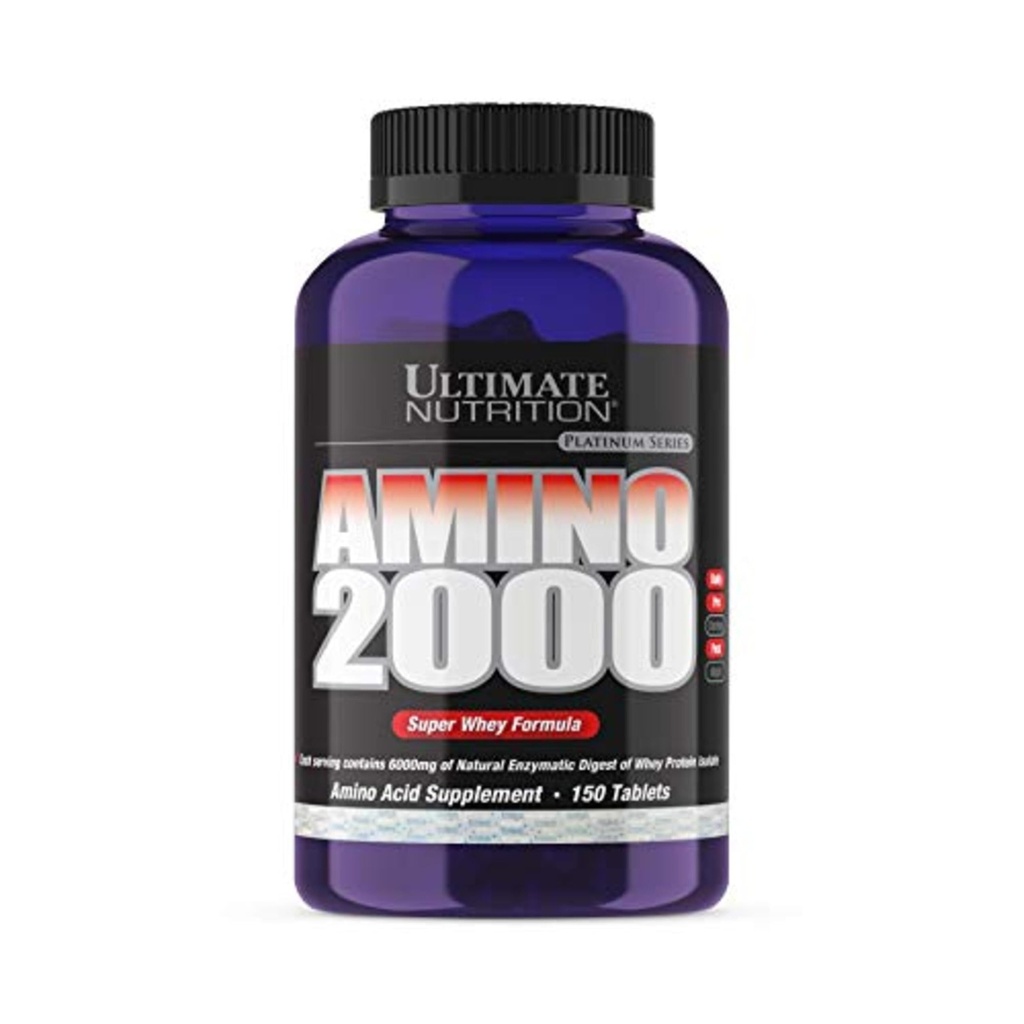 Ultimate Nutrition Amino 2000 Tablets, Super Whey Formel, Aminosyre Kosttilskud med L-Leucin, L-Isoleucin, og L-Valine, 2000mg, 150 Tablets