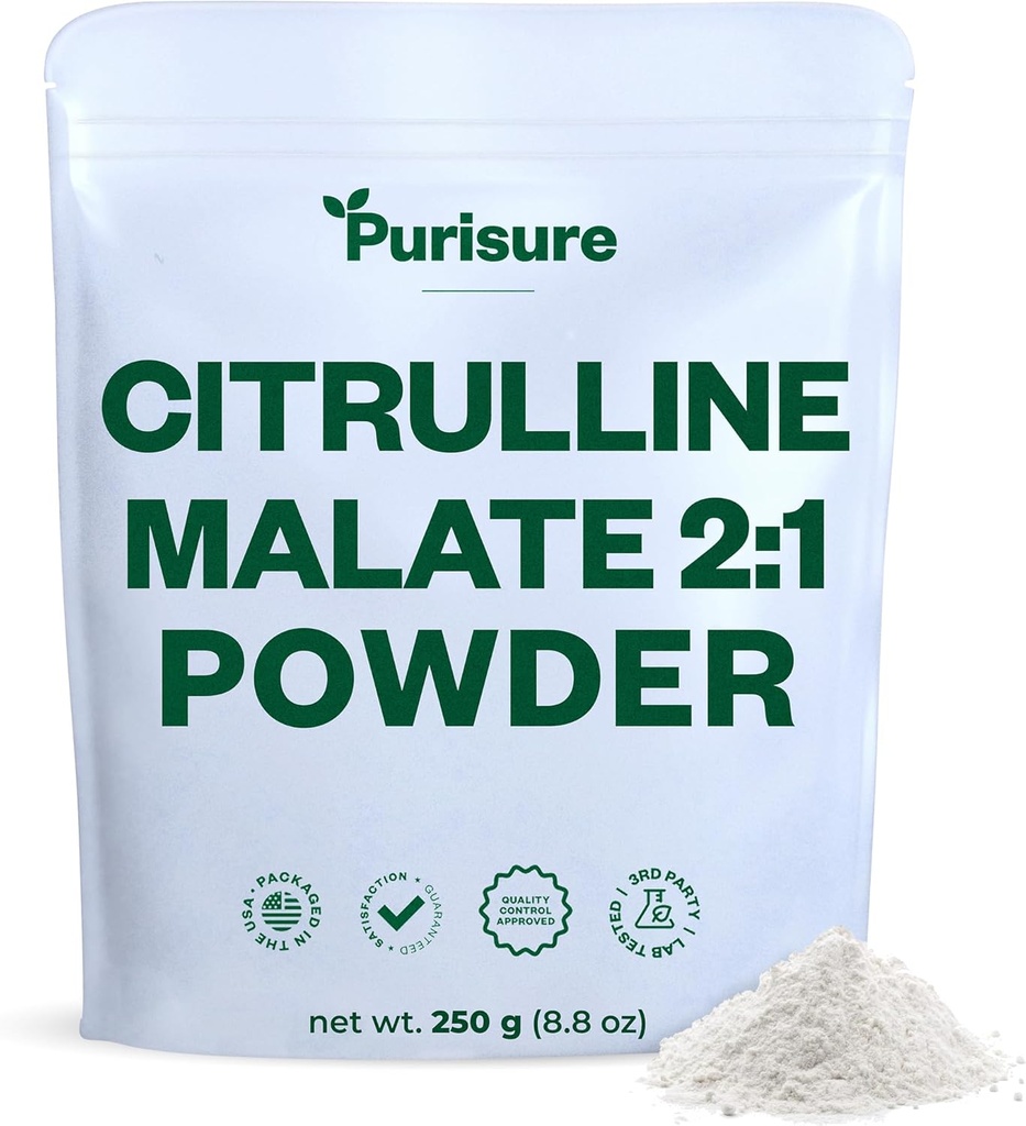 Fritid L- Citrullin Pulver 250g, Premium Citrullin 2: 1 Malat supplement for styrke ydeevne og energi, Pre- Workout Citrullin Malat Pulver - Forbedre muskelpumper og inddrivelse - 83 Servering