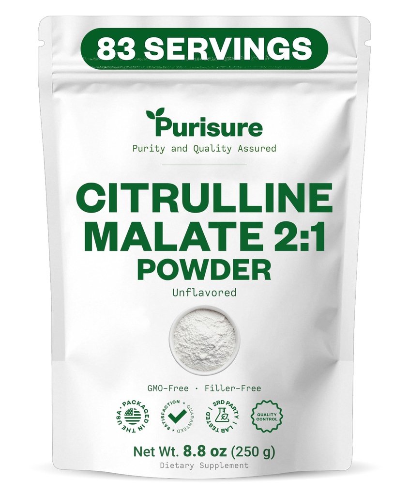 Fritid L- Citrullin Pulver 250g, Premium Citrullin 2: 1 Malat supplement for styrke ydeevne og energi, Pre- Workout Citrullin Malat Pulver - Forbedre muskelpumper og inddrivelse - 83 Servering