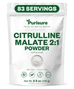 Fritid L- Citrullin Pulver 250g, Premium Citrullin 2: 1 Malat supplement for styrke ydeevne og energi, Pre- Workout Citrullin Malat Pulver - Forbedre muskelpumper og inddrivelse - 83 Servering