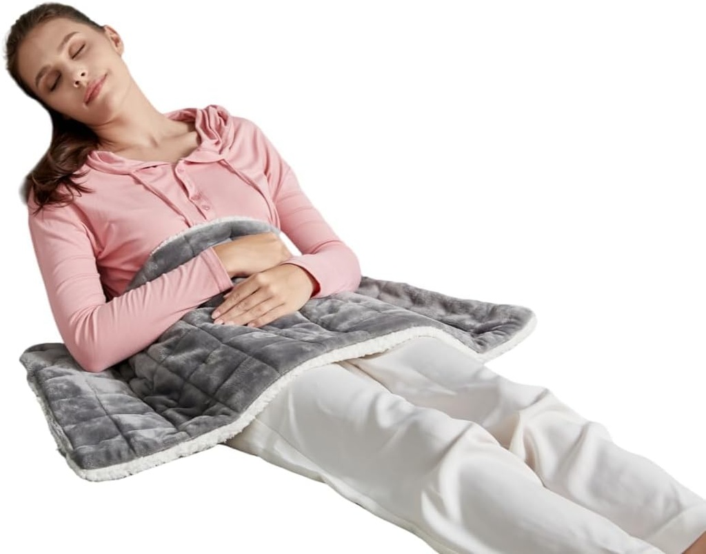 Vægtet varmelegeme for periode kramper og rygsmerter, XL varmelegeme 17 "x33", Elektrisk varmelegeme for skulder, 4,9LB Opvarmet pad med 4 opvarmningsniveauer, Dorm Room Essentials, Machine Afvaskelig