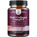 Avanceret Multi Collagen Complex - Agueless Multi Collagen Peptider Kosttilskud med type 1 2 3 5 & X & Biotin til hår, hud og negle Vitaminer - Biotin Kosttilskud til kvinder & mænd - 90 Tæl