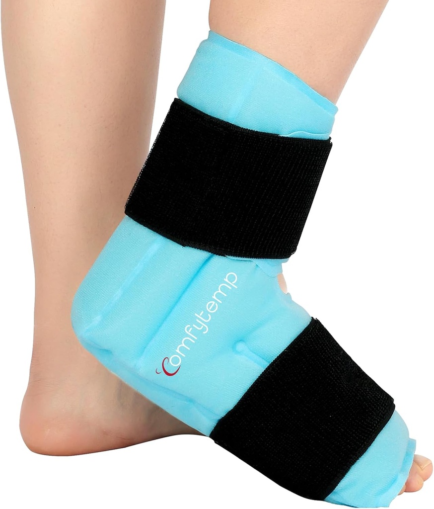 Comfytemp Ankle Foot Ice Pack Wrap for Plantar Fasciitis Relief, FSA Støtteberettiget, Ankler Brace for Sprained Ankle, Heel Spur, Hævelse, Achilles Tendonitis, Smerte, Varm kold fysisk terapi Gaver, 1 stk