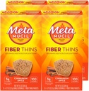 Metamucil Fiber Thins, Daily Fiber Supplement Snack, Psyllium Husk Powder, 5g Fiber per Servering, Understøtter fordøjelsessygdomme og tilfredsstillende Hunger, Kanel Spice Flavor, pakke med 4, 12 Servere hver