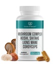 Brain Booster Mushroom Complex supplement, Natural Mood Uplifter med 10 funktion Mushrooms, Lions Mane, Reishi, Cordyceps og 7 Mere i Kapsler 1330mg Made in USA, 60 Kapsler