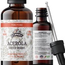 Acerola Tincture (C-vitamin), Organic Acerola Extract (Malpighia Glabra) Tørret berry til blod, hjerte, arterier, non-GMO i Cold- presset økologisk vegetabilsk glycerin, Florida urter kosttilskud