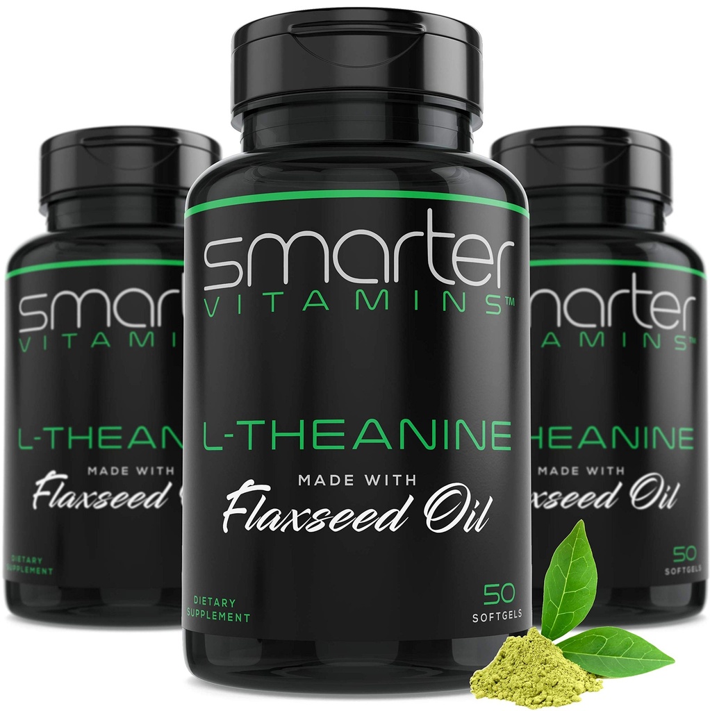 (3 Pack) Smarter L- Theanine 250 mg tillæg, in non-GMO Flaxseed Oil, 150 Liquid Softgels