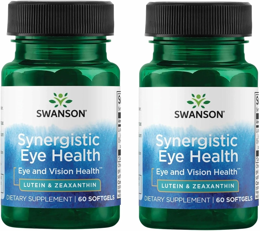 Swanson Lutein & Zeaxanthin Synergistisk Eye Health Vision Retina Macula Supplement (Lutein 20 mg & OmniXan Zeaxanthin 2 mg) 60 Softgels Sgels (2 Pack)