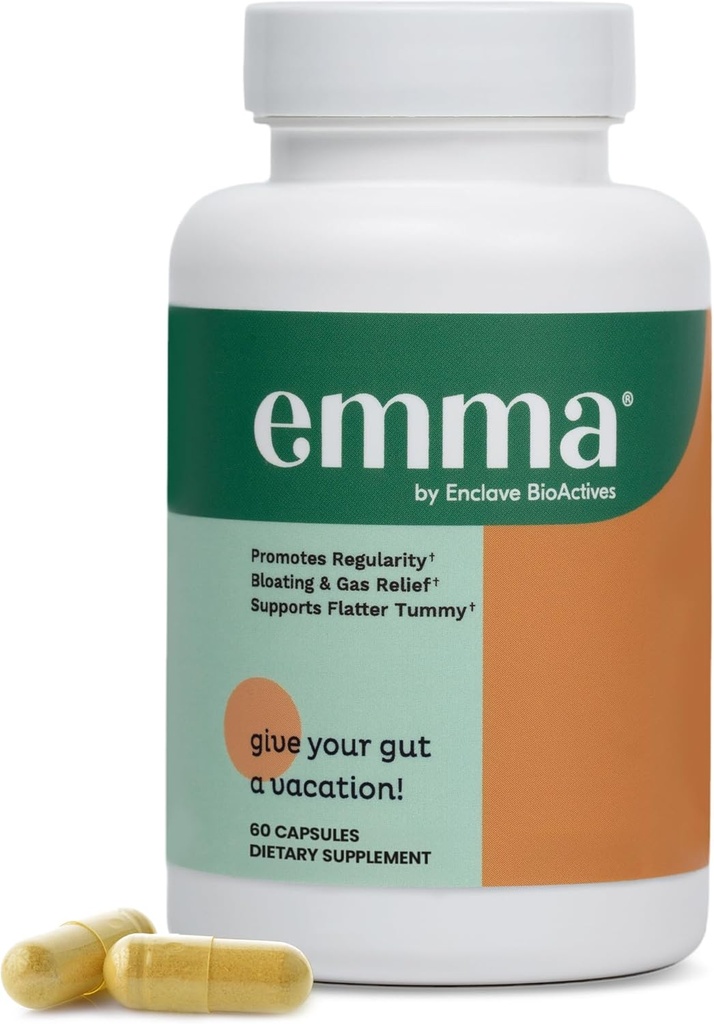 Emma Gut Health Doctors Udtalelse Supplement - 60 kapsler - Relief from Gas and Bloating, Reparers Leaky Gut med Magnesium, Berberine, D-vitamin, Quercetin & mere - Gut Health & Colon Cleanse Formel