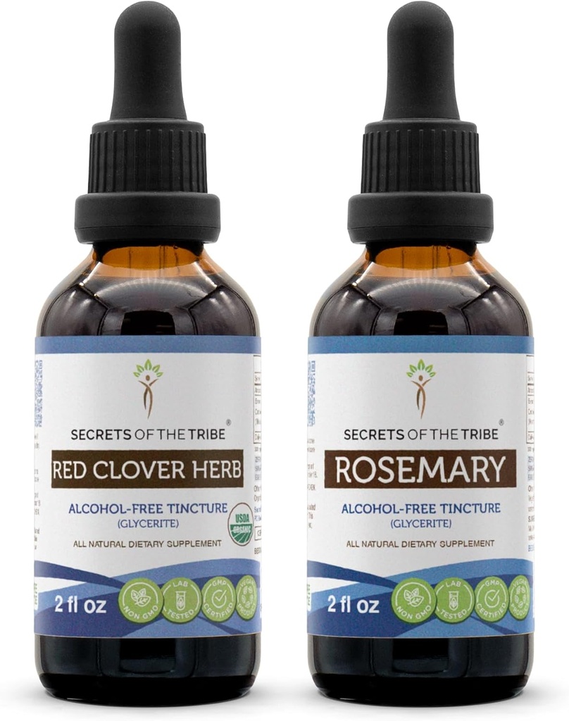 Red Clover Herb USDA Organic and Rosemary Liquid Extract (2 stk.)