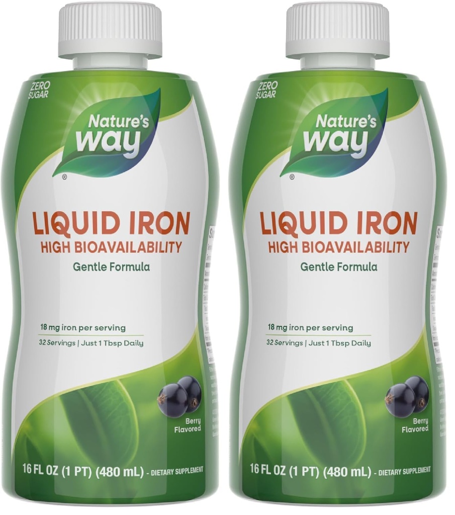 Nature 's Way Liquid Iron, Provides Daily Value of Iron, Sugar Free, Berry Flavored, 16 Fl. Oz. (Pack of 2)