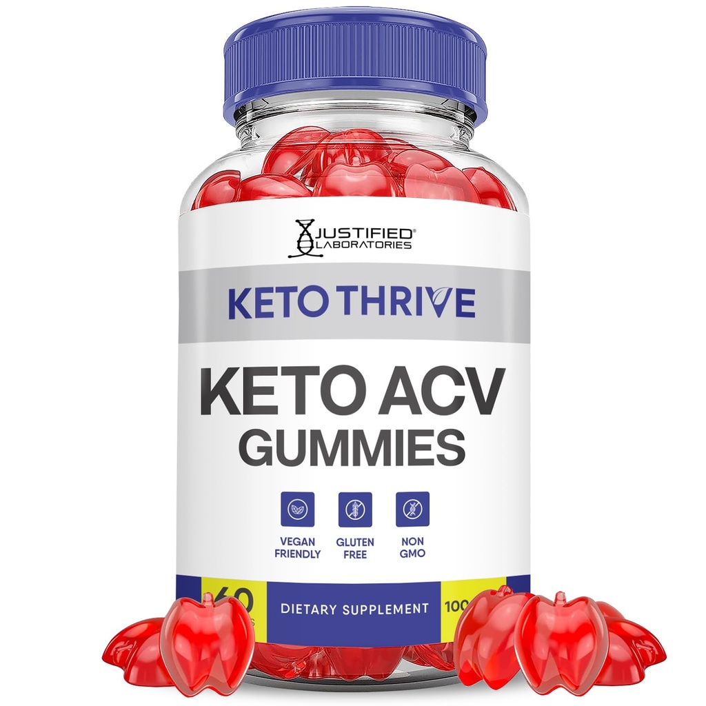 Keto Thrive Keto ACV Gummies Advanced Formel 1000MG Keto Thrive Keto Gummies Apple Cider Vinciture Formuleret med Pomegranate Beet Juice Powder B12 Vegan Non GMO 60 Gummys