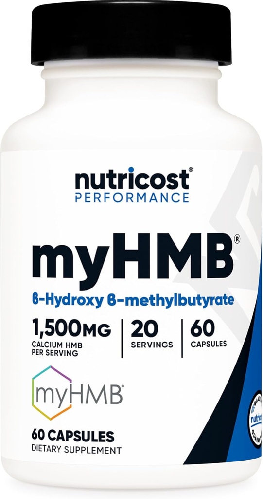 Nutricost myHMB kapsler 1.500MG Calcium HMB Per Servering, 60 kapsler, 20 Servere - Performance Line, Calcium B- Hydroxy B- methylbutyrat monohydrat