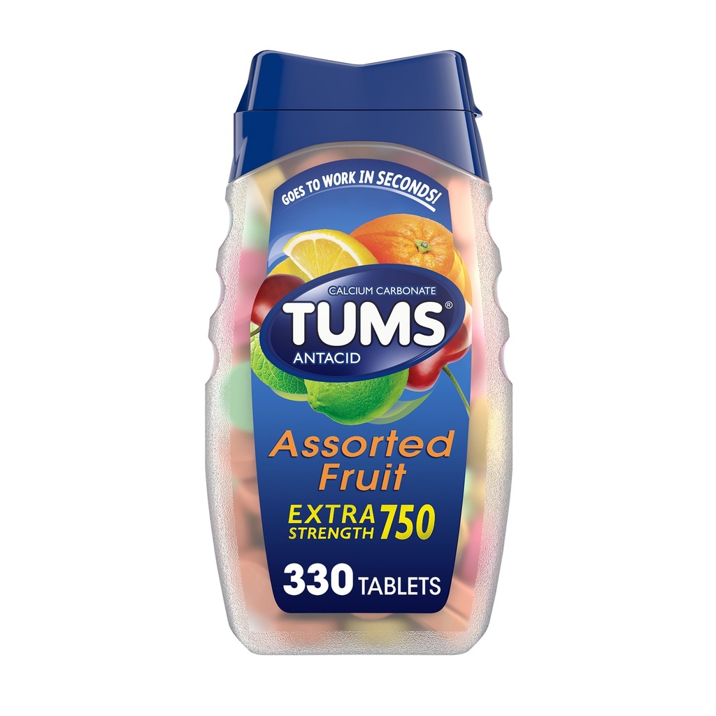 TURMS Chewable Antacida tabletter til ekstra styrke Heartburn Relief, Great for en sommer BBQ - assorterede frugtflager - 330 Tæl