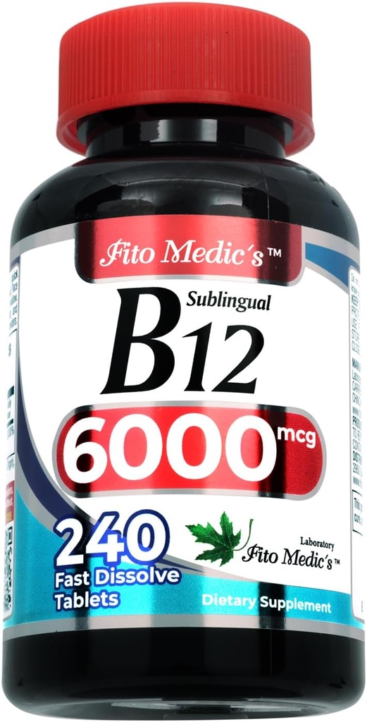 FITO MEDIC 'S Lab-124; Vitamin b12-124; 6000 mcg-124; 240 Servings-124; b12 sublingual-124; b12-124; b12 Vitamin-124; Ultra-høj Absorption, s.