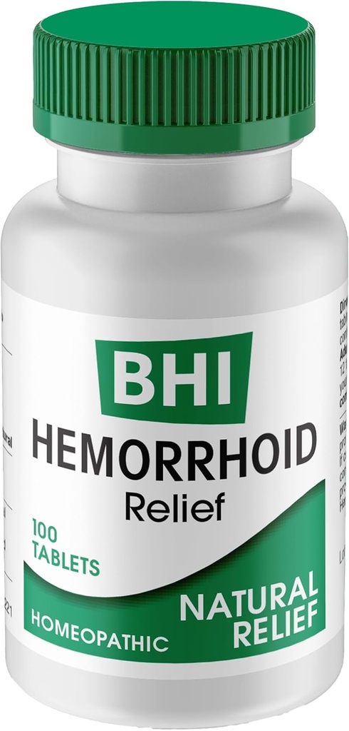 BHI Naturlige hæmorider Relief lindrer forbrændinger, hævelse, kløende, rektale smerter og ubehag 8 Maksimal styrke Homøopatiske aktive ingredienser lette fra indersiden for kvinder & mænd - 100 tabletter